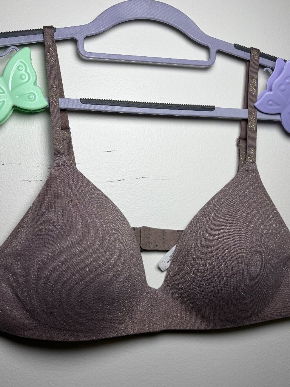 Victoria's Secret PINK Wear Everywhere Wireless Plunge Bra 36B Mauve Shimmer